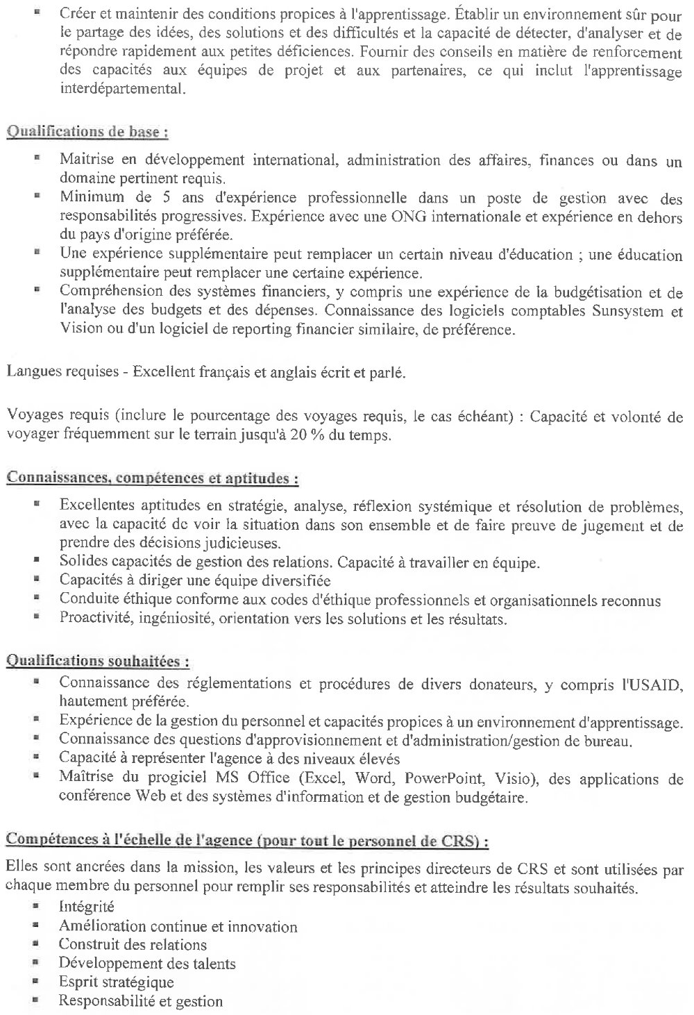 Appel à candidature pour le recrutement d’un(e) Directeur (trice) des Opérations pour CRS Guinée page 3 