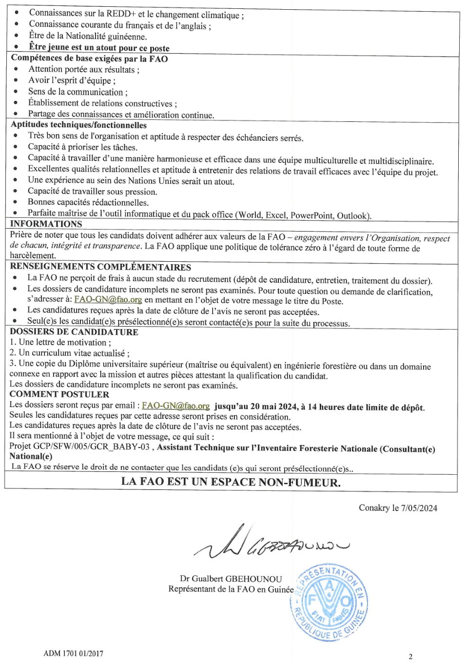 Avis de recrutement d'un Assistant Technique sur l’Inventaire Foresterie Nationale (Consultant(e) National(e) | Page 2