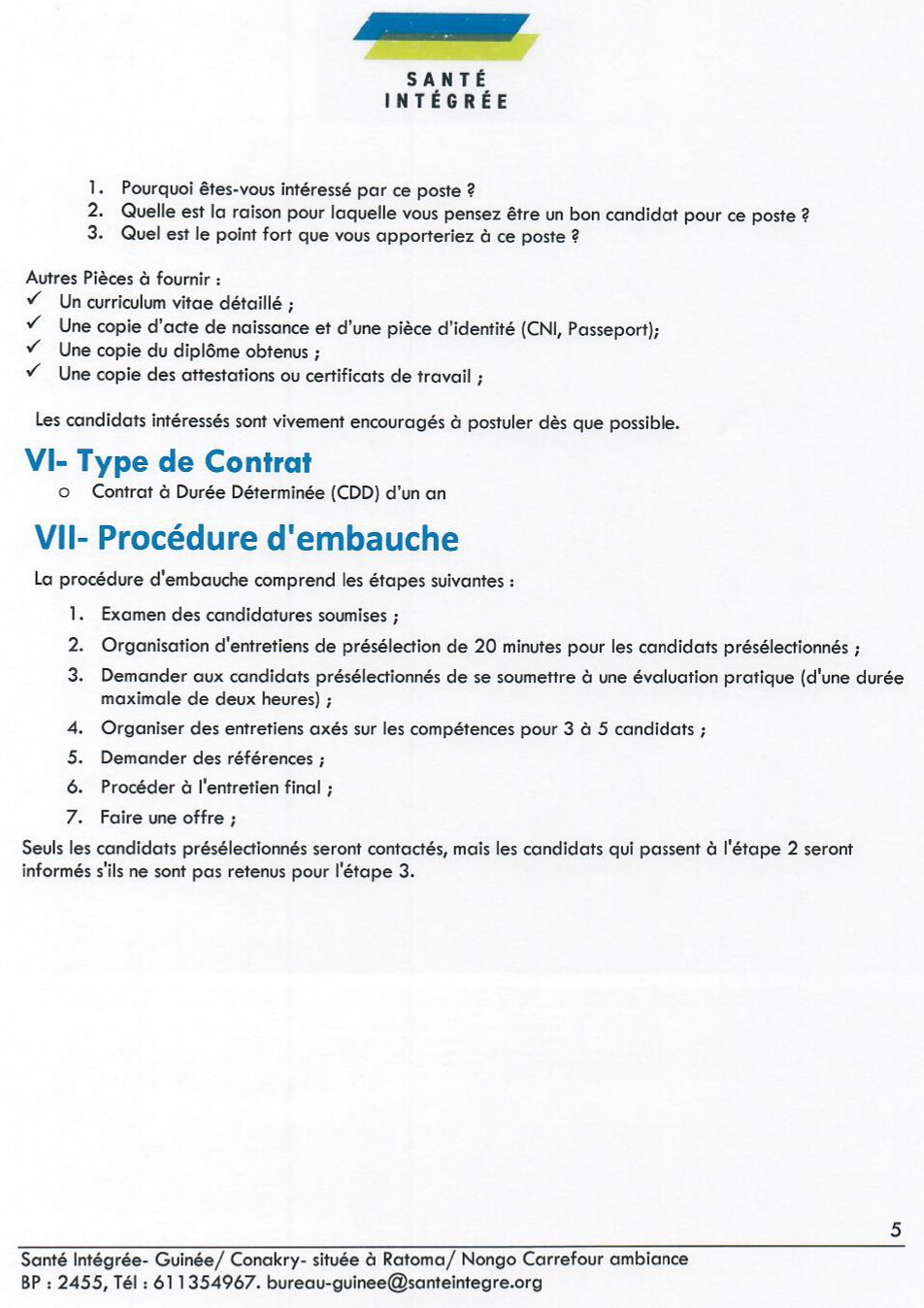 Avis de recrutement d'un(e) Spécialiste Communication pour le Changement de Comportement | Page 5