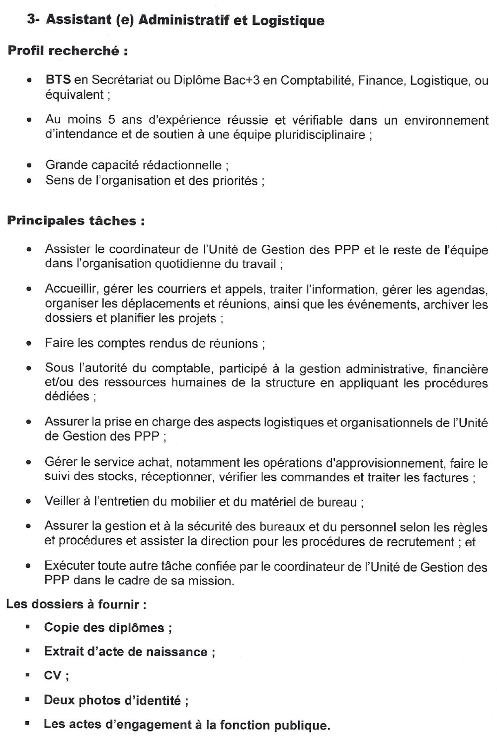 Avis de recrutement du personnel de l'unité de Gestion des Partenariats Public-Privé (U-PPP) du 14 Décembre 2021 Page 4