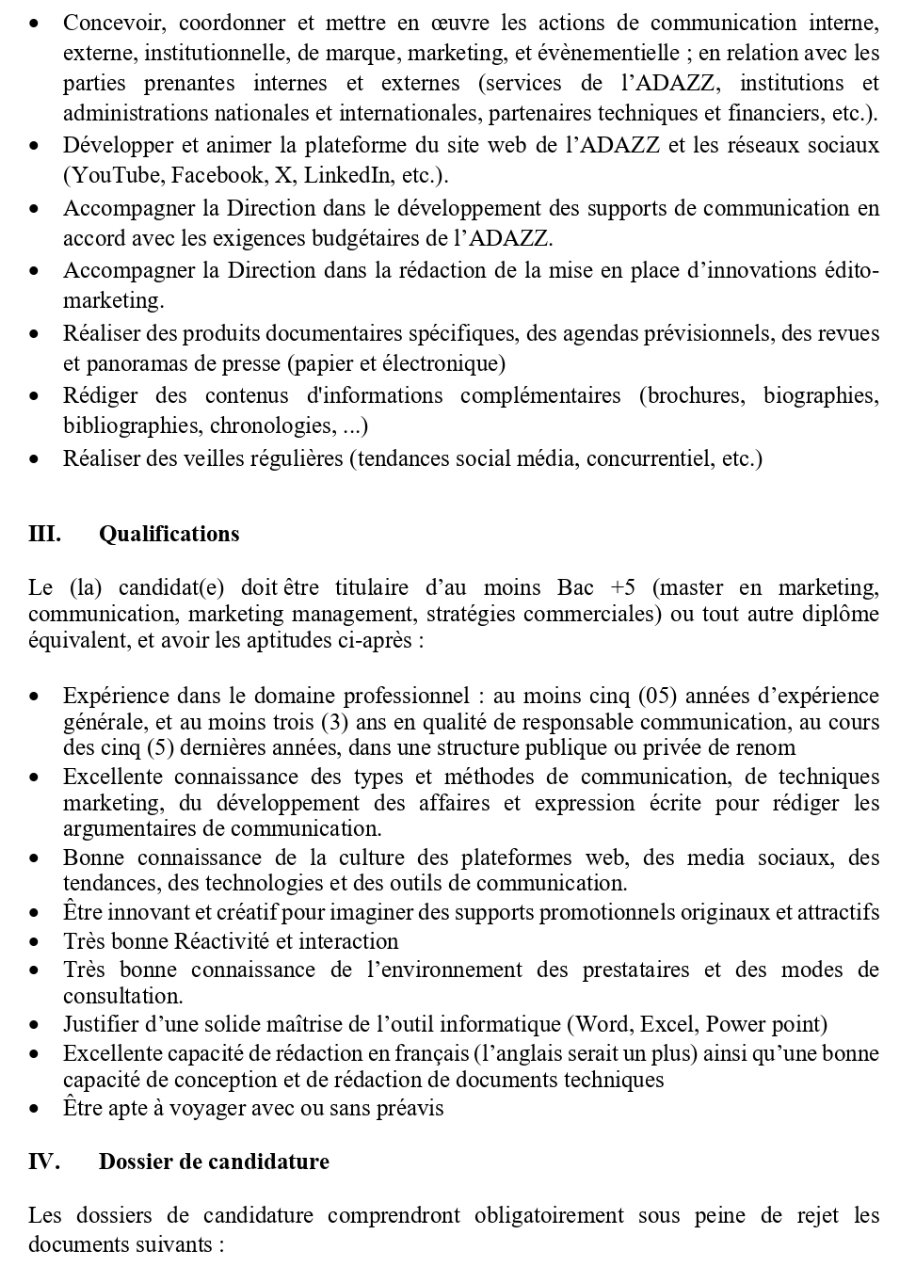 Avis De Manifestation D’intérêt Pour Le Recrutement D’un(E) Responsable Communication | Page 2