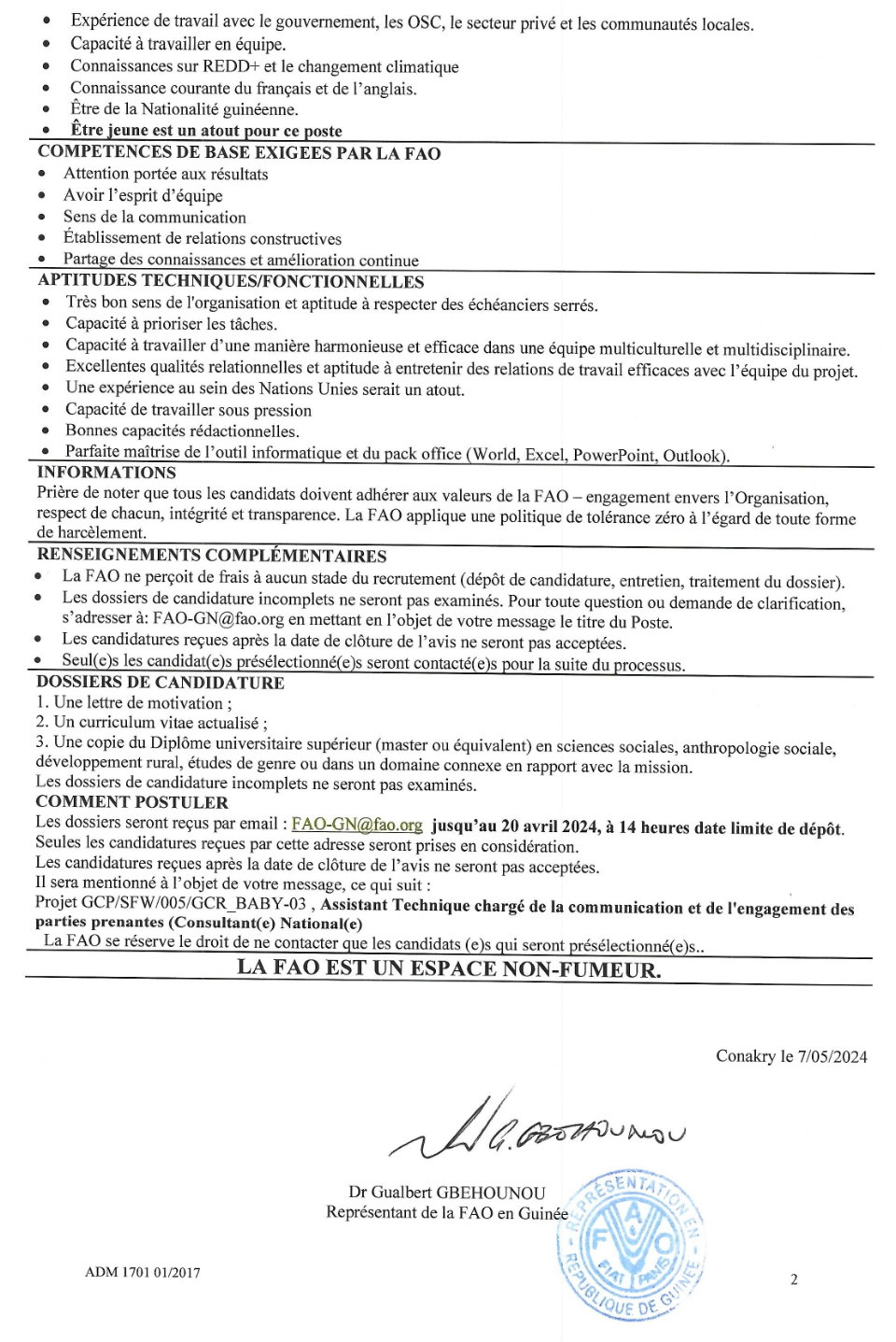  Avis de recrutement d'un Assistant Technique chargé de la communication et de l'engagement des parties prenantes (Consultant(e) National(e) | Page 2