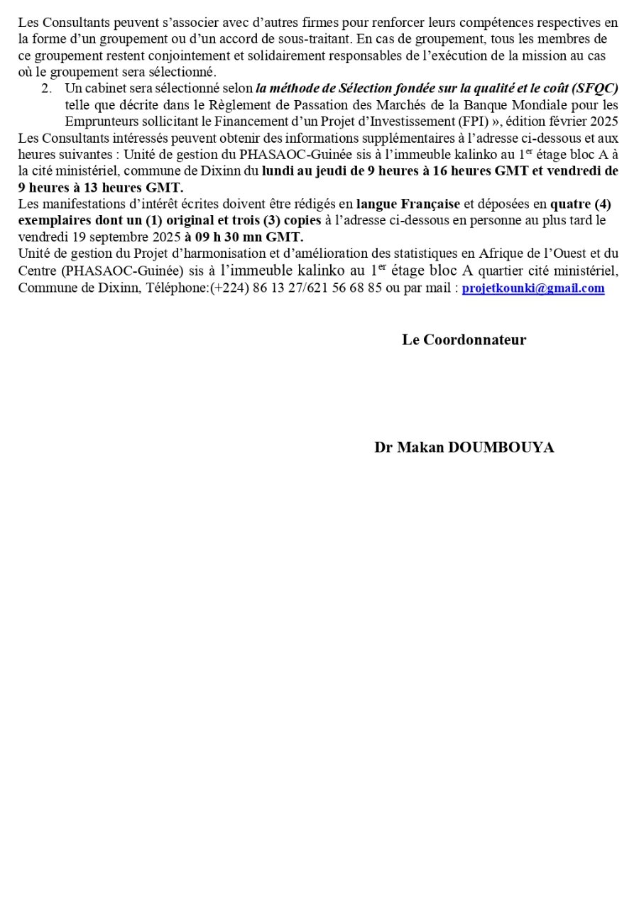 Intitulé de la mission : Elaboration des études techniques pour la construction de 6 débarcadères de pêche artisanal (maritime et continentale) | Page 2