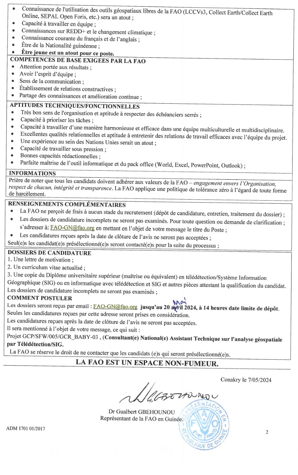 Recrutement d'un Assistant technique sur l’analyse géospatiale par télédétection/ Système Information Géographique SIG | Page 2