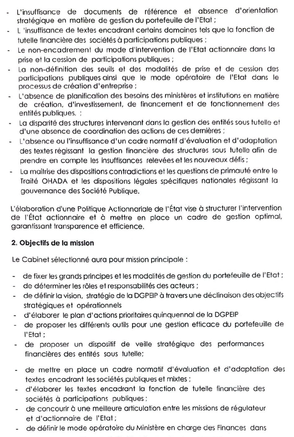Recrutement d'un cabinet spécialisé en stratégie et développement organisationnel afin d'élaborer une Politique Actionnariale de l'État | Page 2