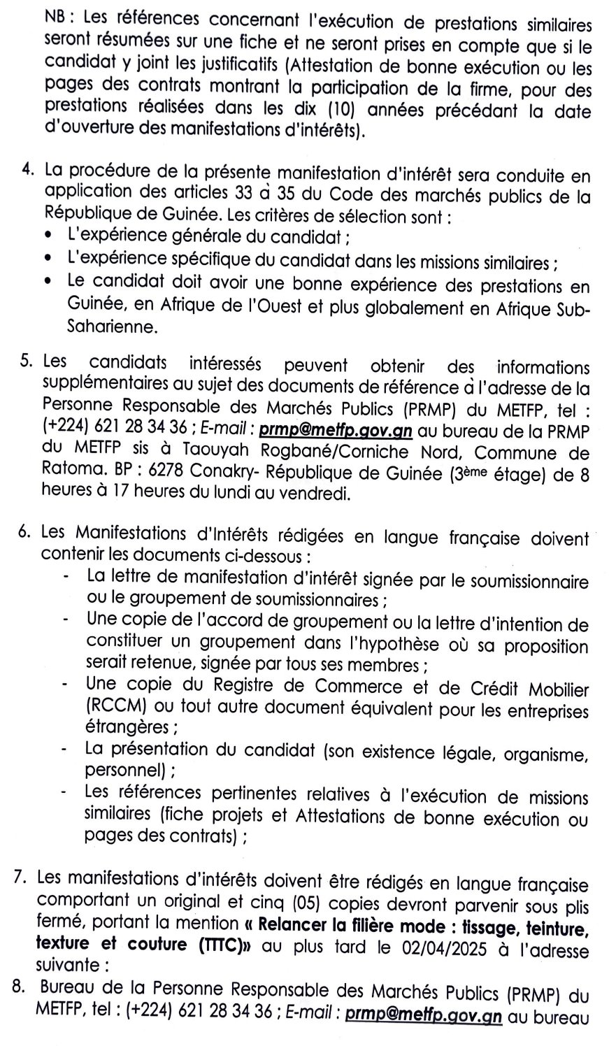Recrutement Des Consultants (Cabinets/Firmes) Pour Relancer La Filière Mode : Tissage, Teinture, Texture Et Couture (TTTC) | Page 2