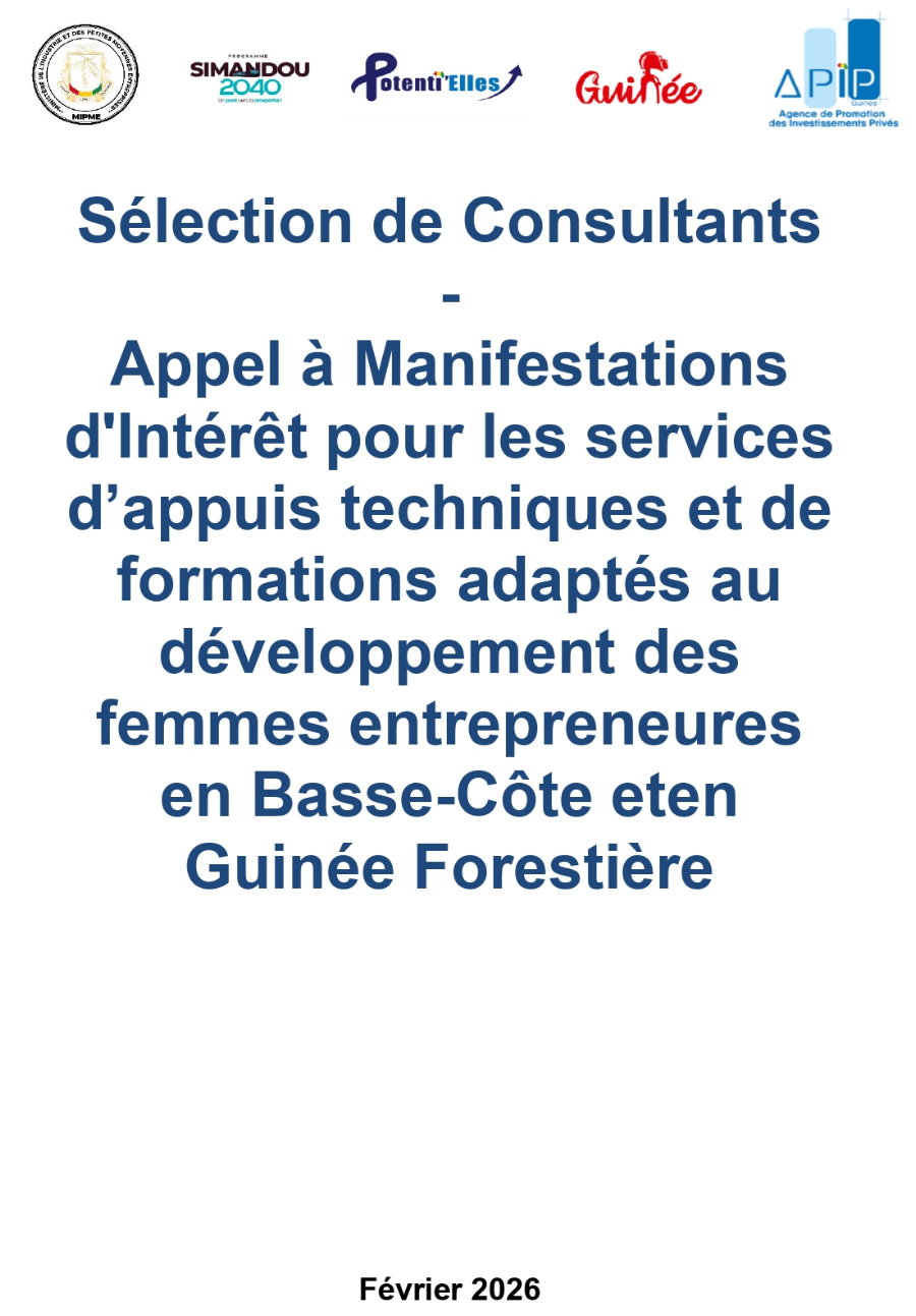 Appel à Manifestations d'Intérêt pour les services d’appuis techniques et de formations adaptés au développement des femmes entrepreneures en Basse-Côte et en Guinée Forestière | Page 1