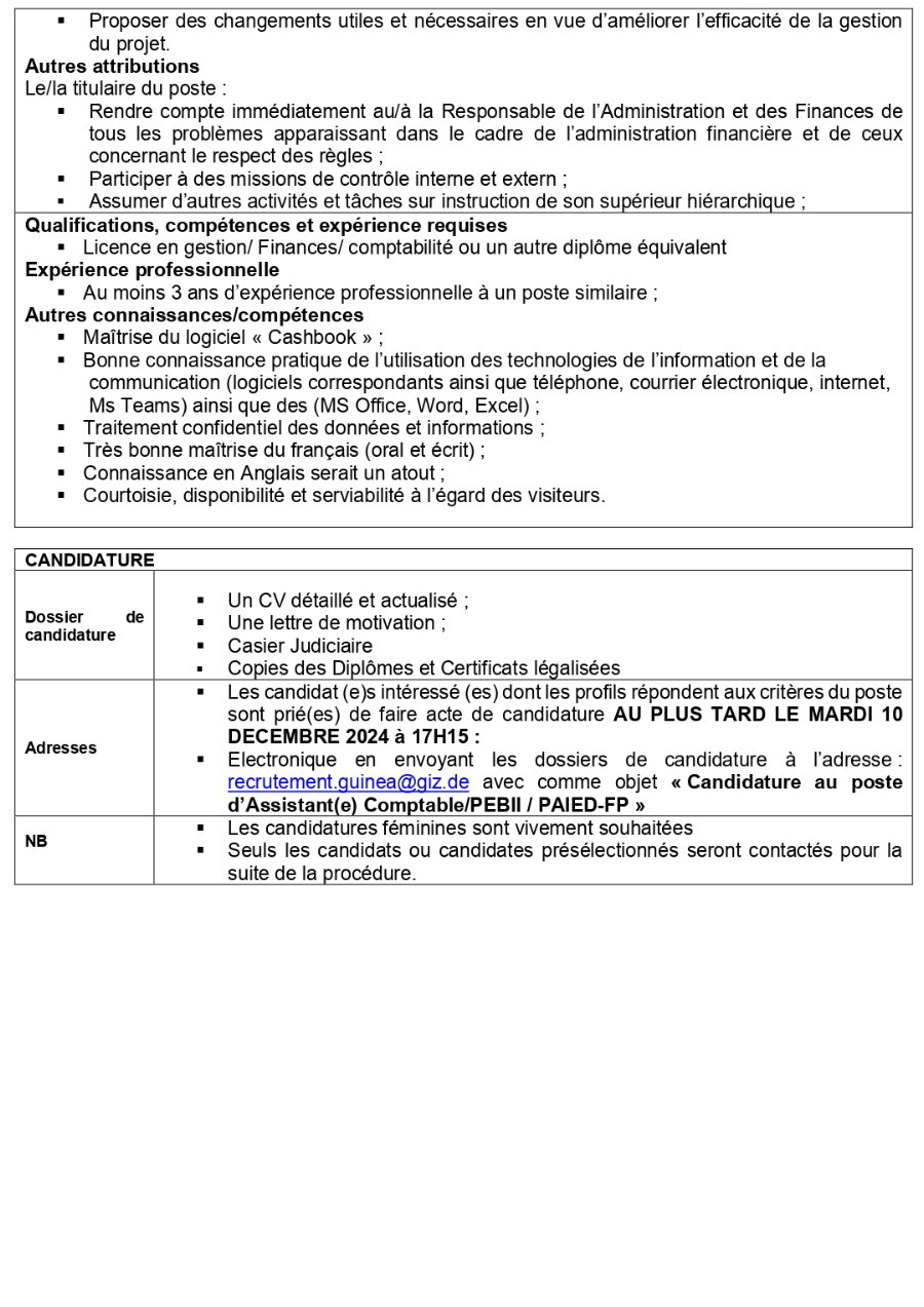 Avis de recrutement d'un(e) assistant(e) comptable | page 2