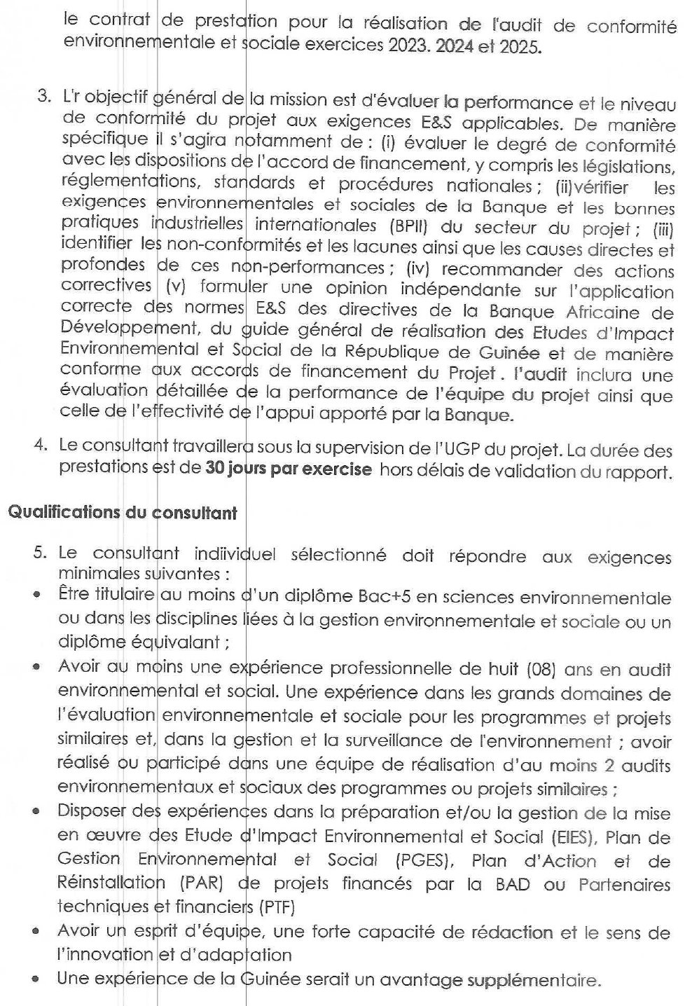 Sélection D’un Consultant Individuel Pour L'audit De Conformité Environnementale Et Sociale Exercices 2023 2024 Et 2025 | Page 2