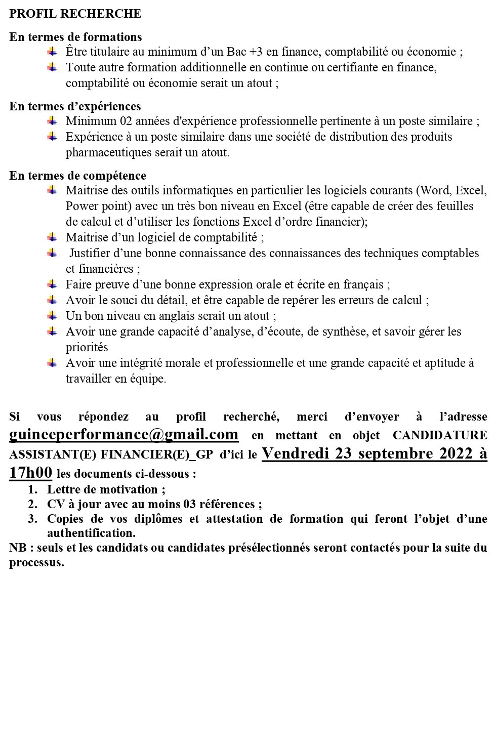 AVIS DE RECRUTEMENT D'UN(E) DES ASSISTANT(E)S FINANCIER(E)S (H/F) | Page 2