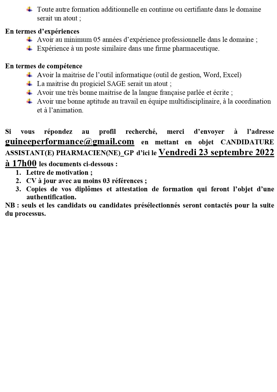 AVIS DE RECRUTEMENT D'UN(E) ASSISTANT(E) PHARMACIEN(NE) (H/F) | Page 2