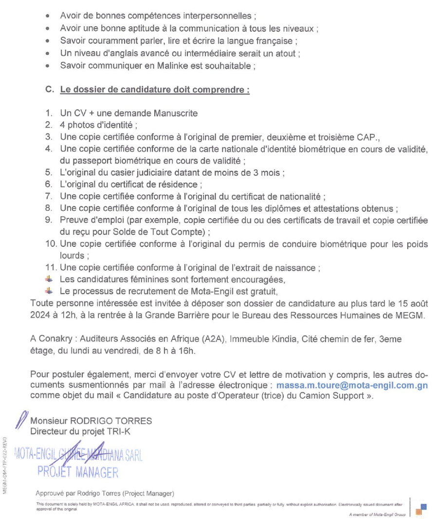 AVIS DE RECRUTEMENT DE (21) OPERATEURS (TRICES) DU CAMION SUPPORT POUR UN CONTRAT À DURÉE DÉTERMINÉE (CDD) | Page 2