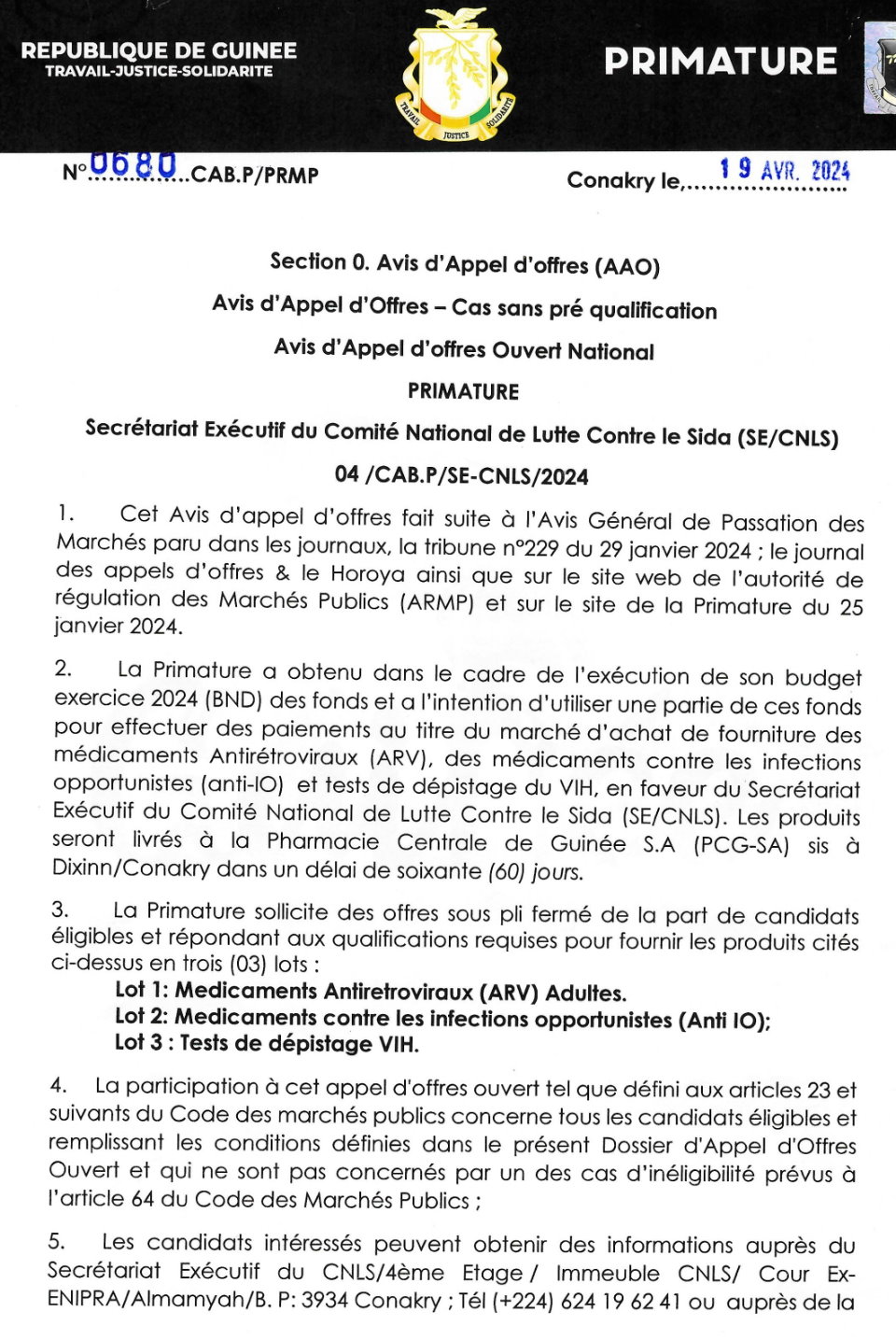 Avis De Recrutement D’un Assistant En Passation De Marches Du Projet (PPAU/AEFPF-GUINEE) | Page 1
