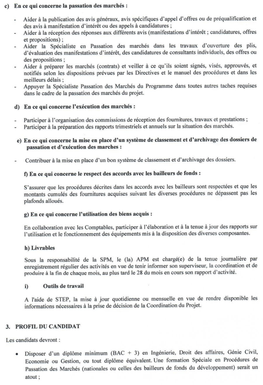 PReSeS-AOC : Appel A Candidature Pour Le Recrutement D’un(E) Assistant(E) En Passation Des Marches | Page 2