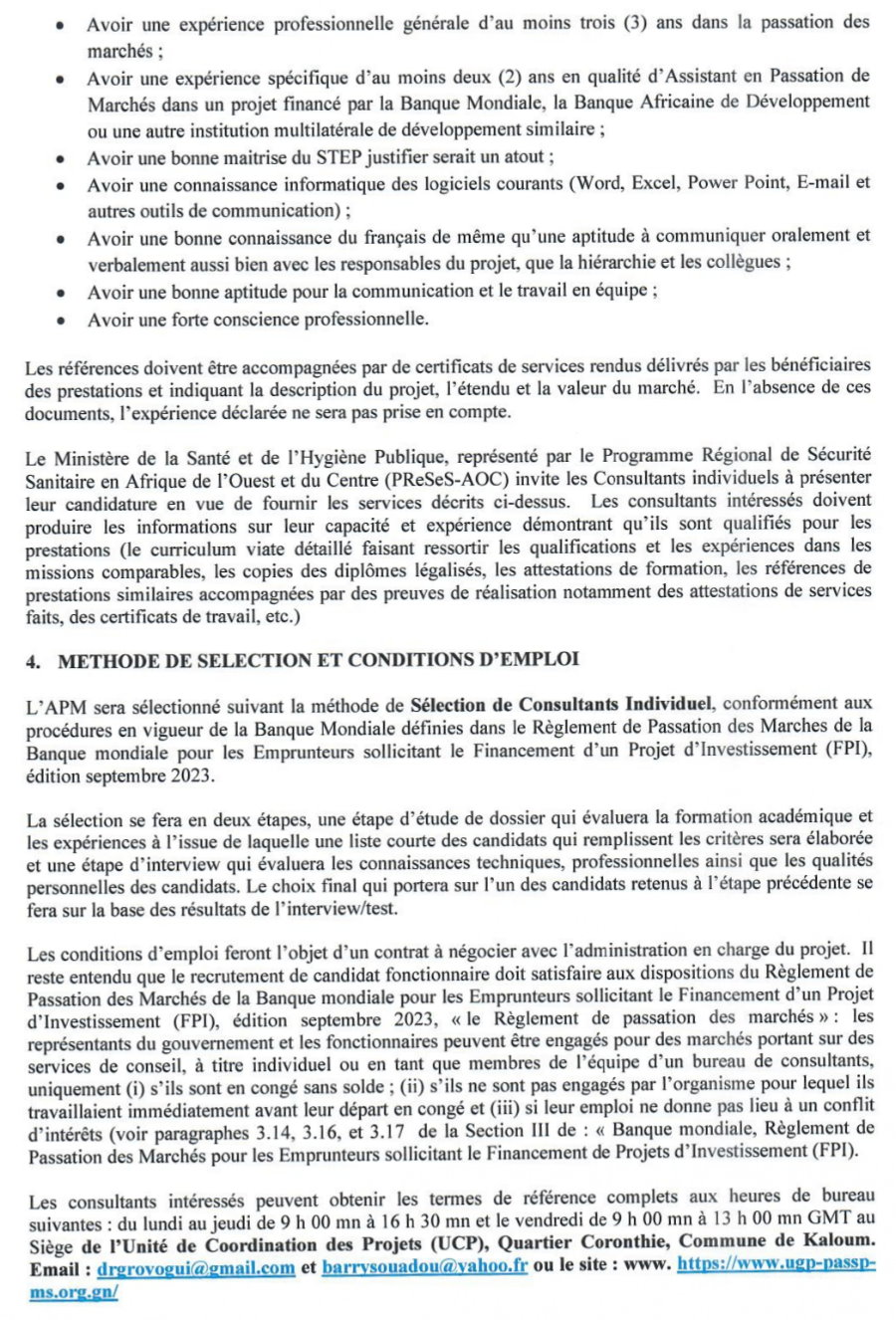 PReSeS-AOC : Appel A Candidature Pour Le Recrutement D’un(E) Assistant(E) En Passation Des Marches | Page 3