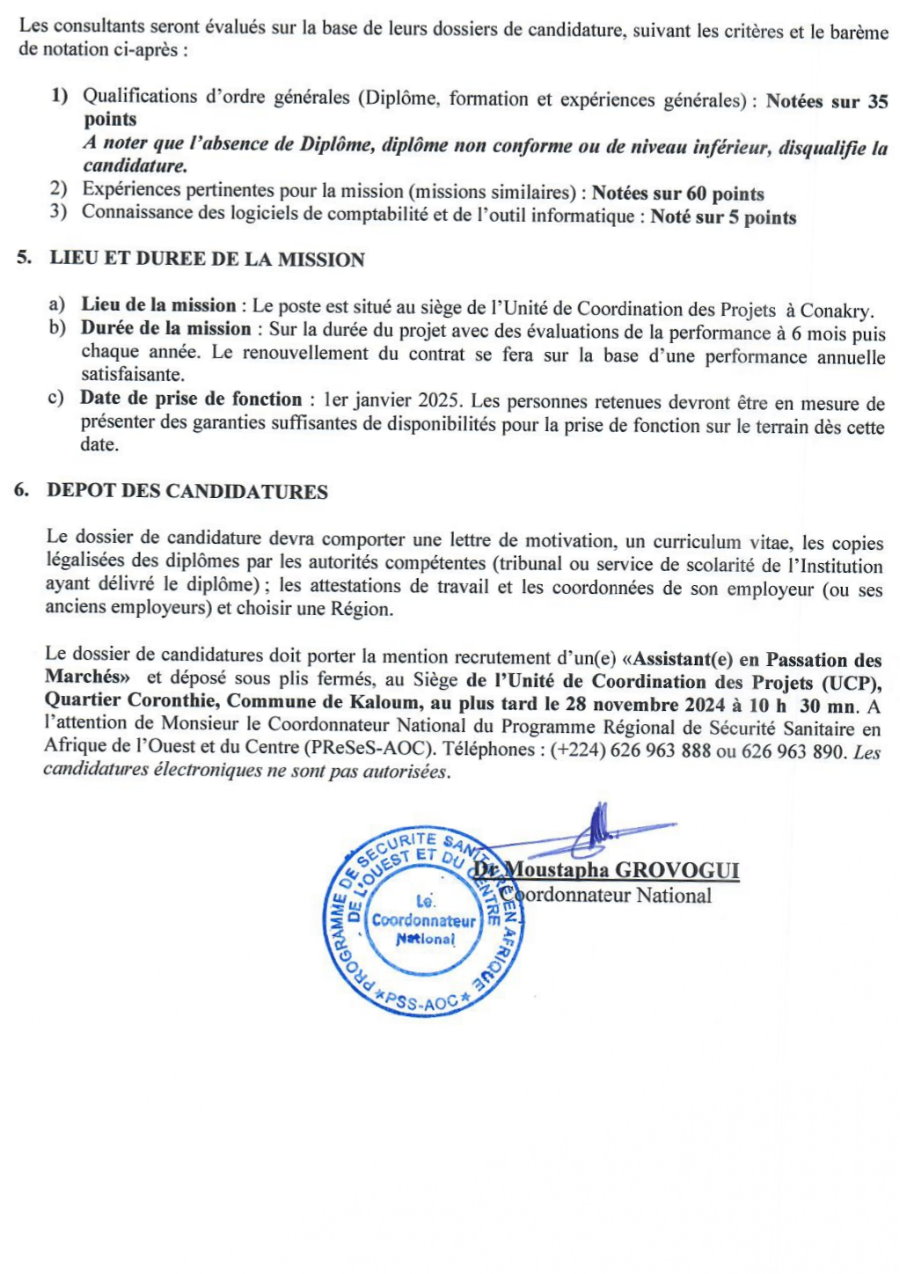 PReSeS-AOC : Appel A Candidature Pour Le Recrutement D’un(E) Assistant(E) En Passation Des Marches | Page 4