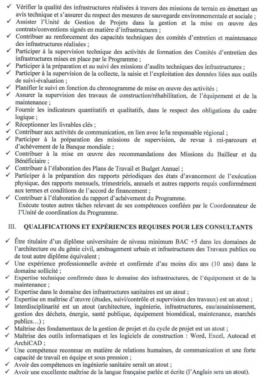 Appel A Candidature Pour Le Recrutement D’un Ingénieur Conseil | Page 2