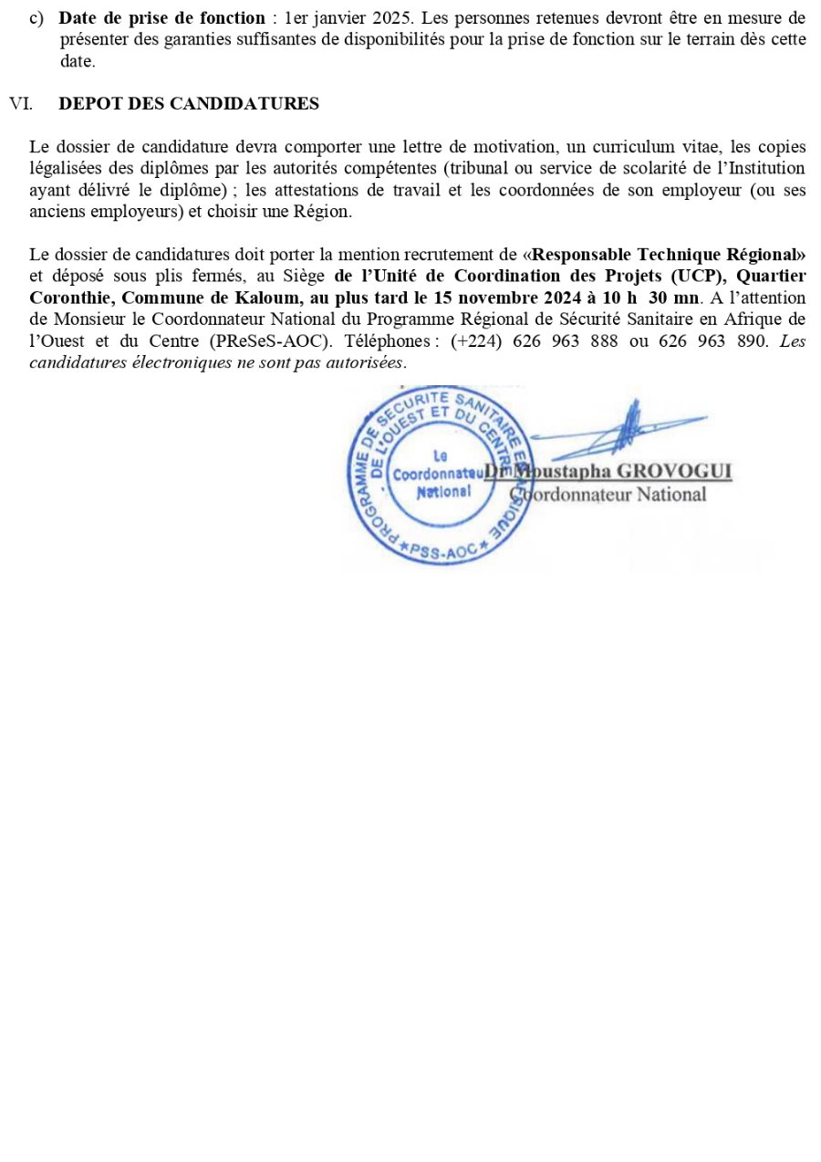 APPEL A CANDIDATURE POUR LE RECRUTEMENT DE DEUX (2) CHARGES DE SAUVEGARDE ENVIRONNEMENTALE | Page 5