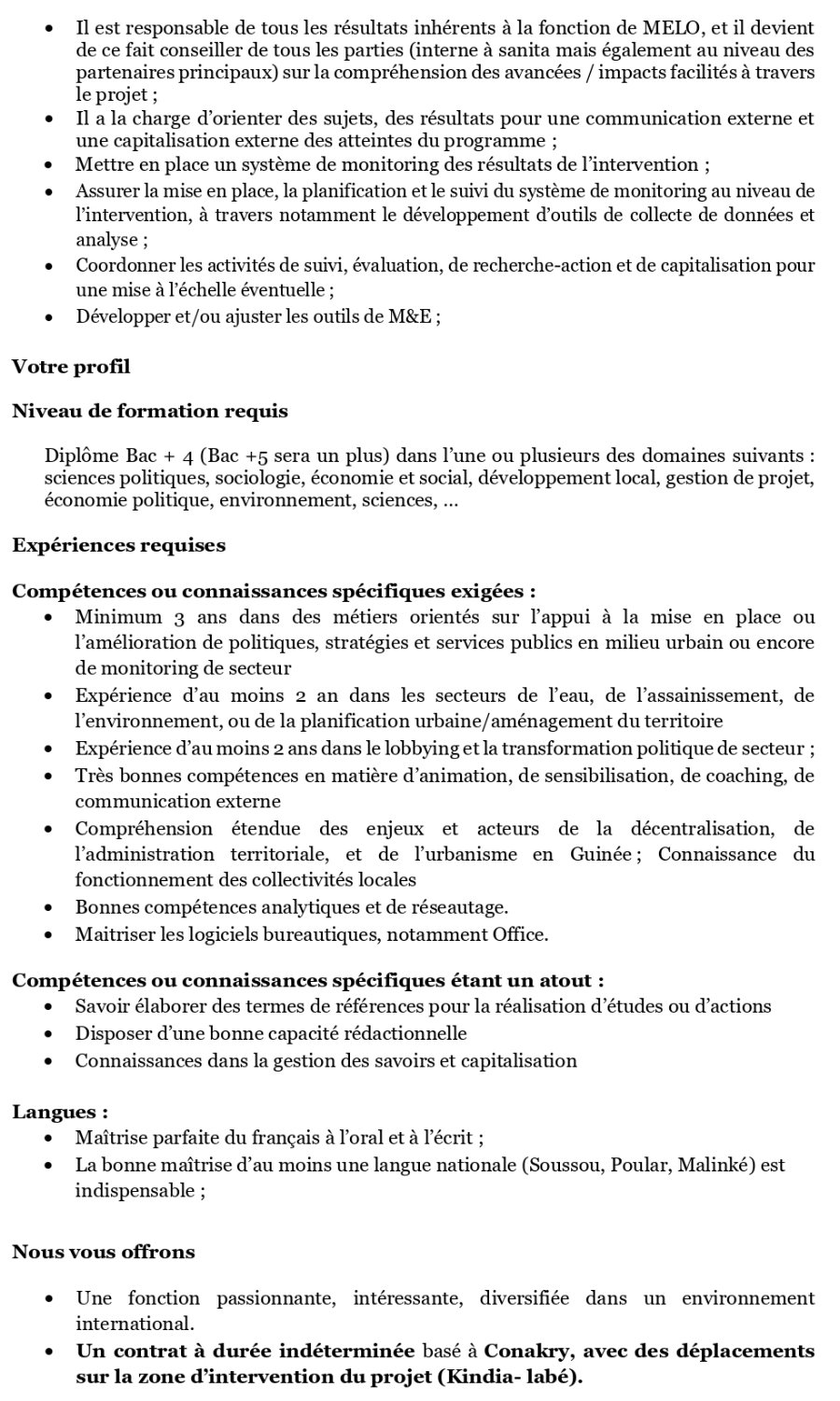 Recrutement d'un Responsable Suivi - Evaluation et Communication (h/f/x) – Guinée | Page 2