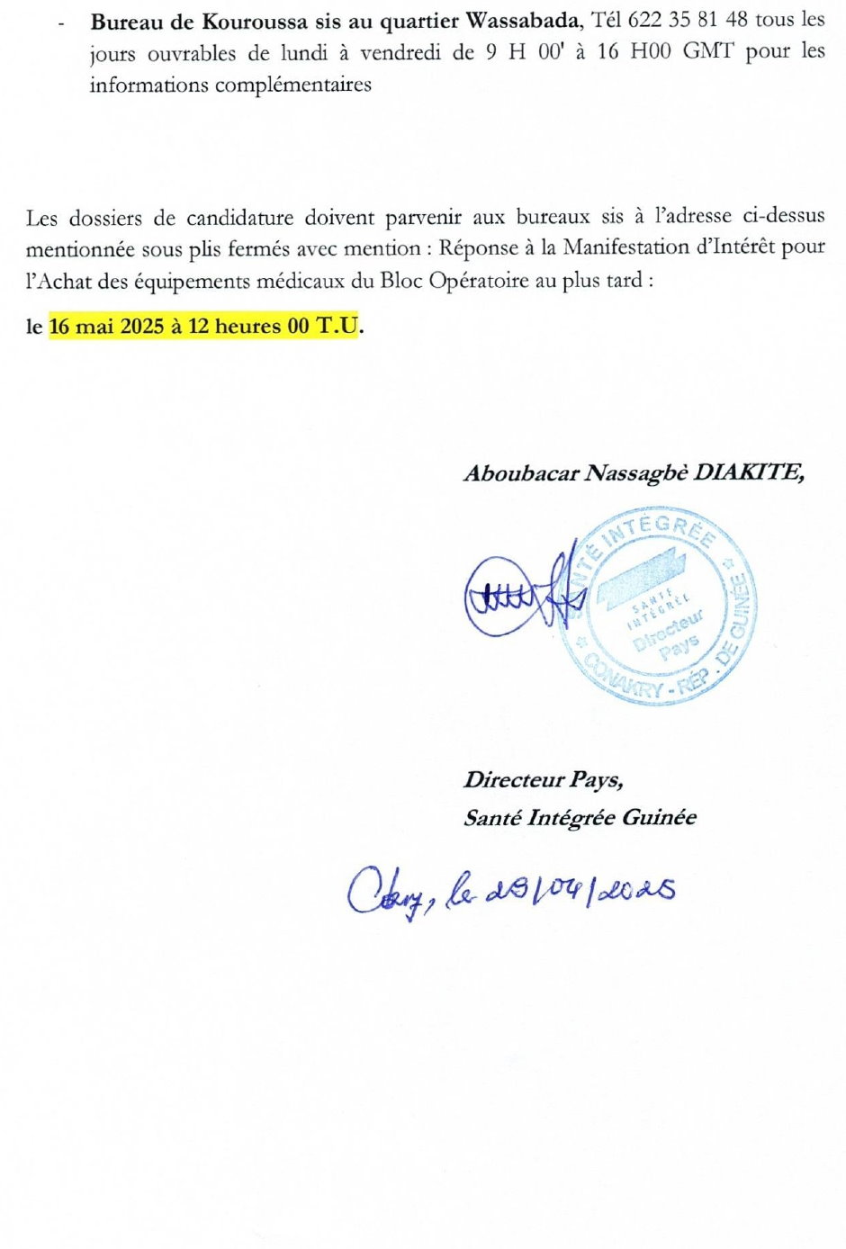 Avis d'appel d'offres pour l'achat des équipements Médicaux du Bloc Opératoire | Page 2