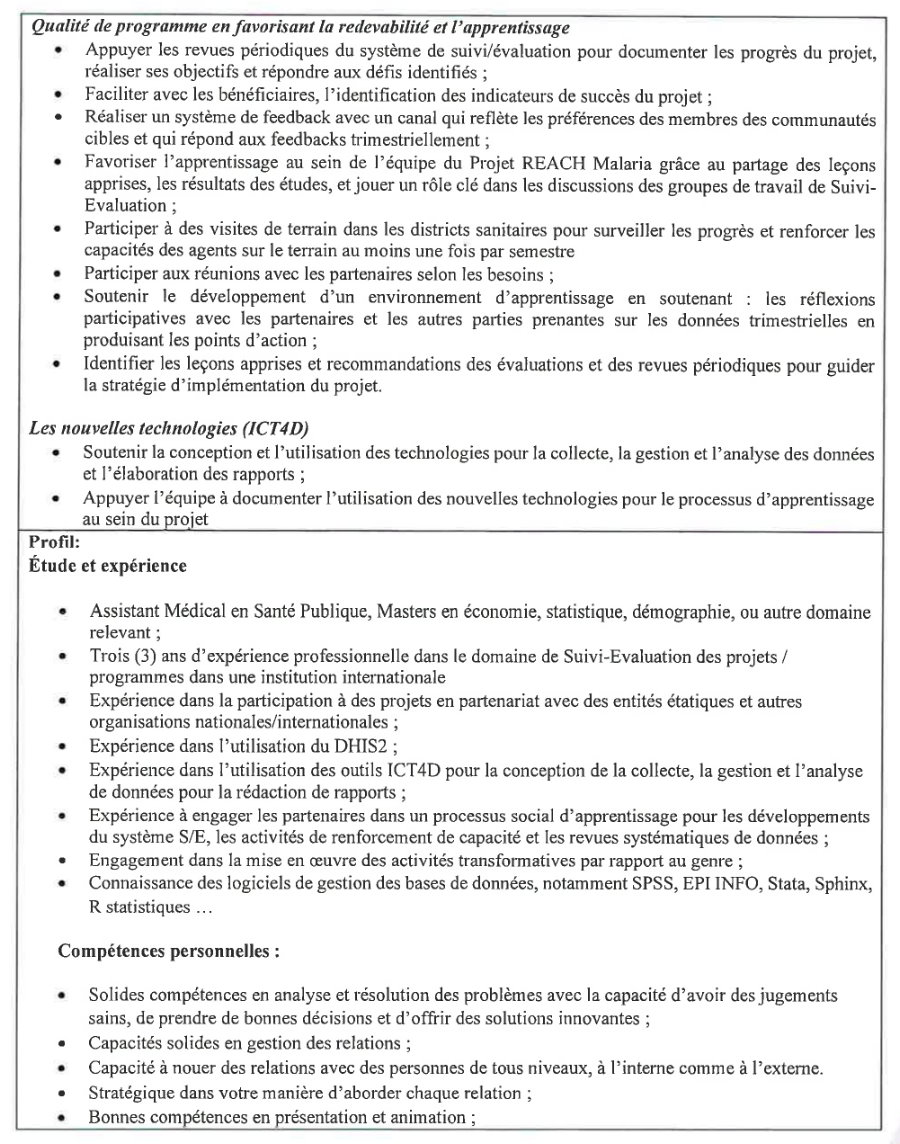 Recrutement D'un (e) Monitoring, Evaluation, Accountability and Learning Officer | Page 2