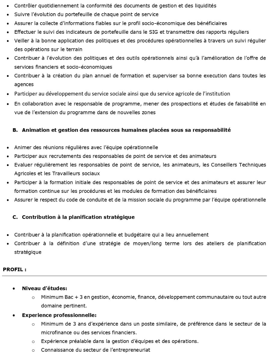 Avis de Recrutement D'un Responsable des opérations Basé à Conakry, Guinée | Page 2