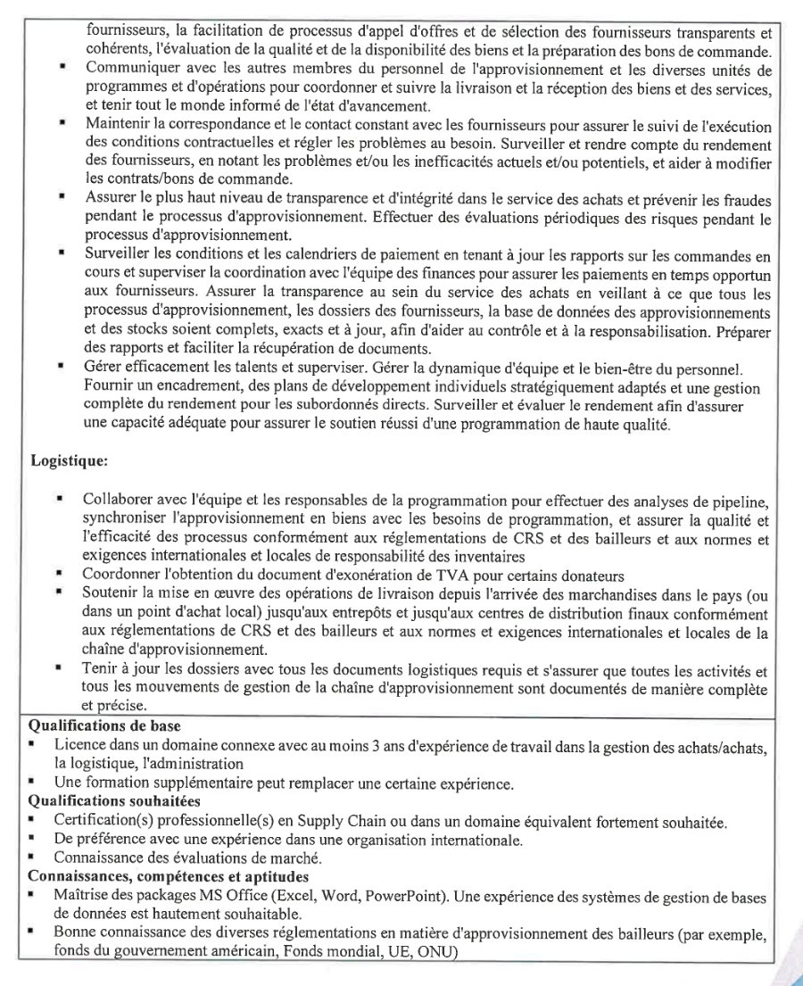 Avis de Recrutement D'un Senior Procurement Officer (H/F) | Page 2