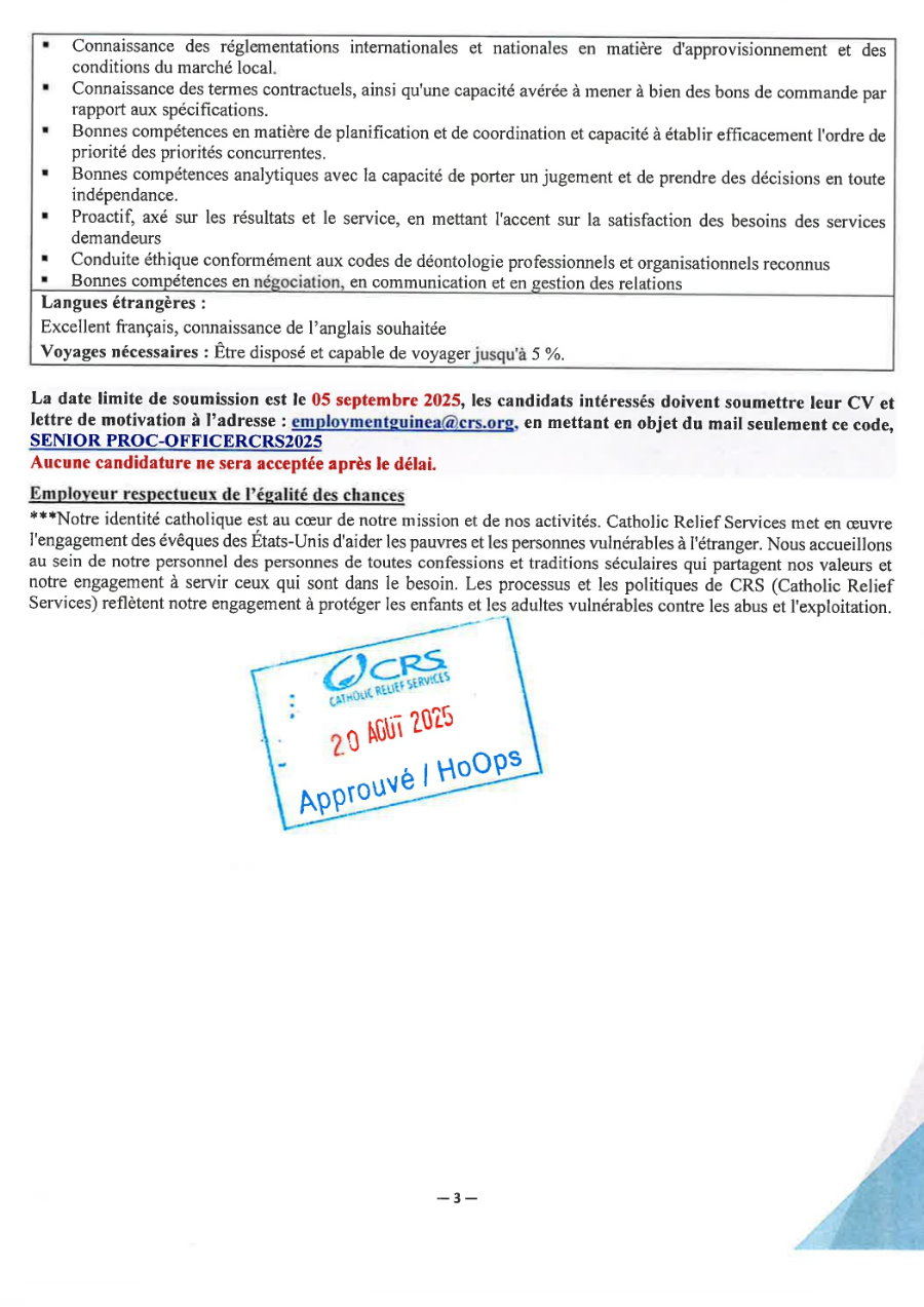 Avis de Recrutement D'un Senior Procurement Officer (H/F) | Page 3