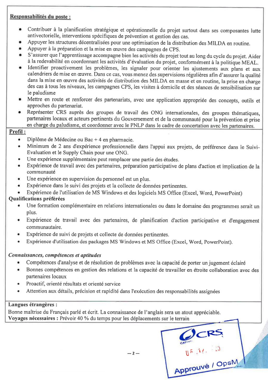 Recrutement D'un Chargé(e) de Projet Principal / Team Leader PMI REACH (H/F) | Page 1