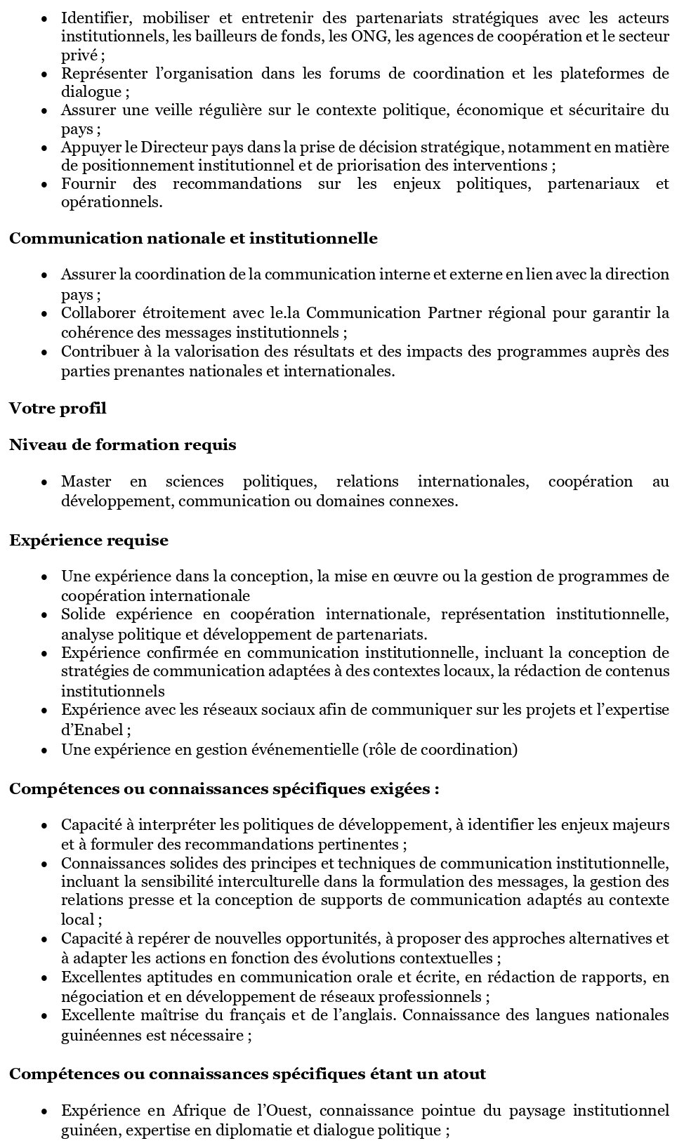 Avis de recrutement d'un Conseiller.iére Stratégique et Communication (CSP – CO) (h/f/x) – Guinée | Page 2