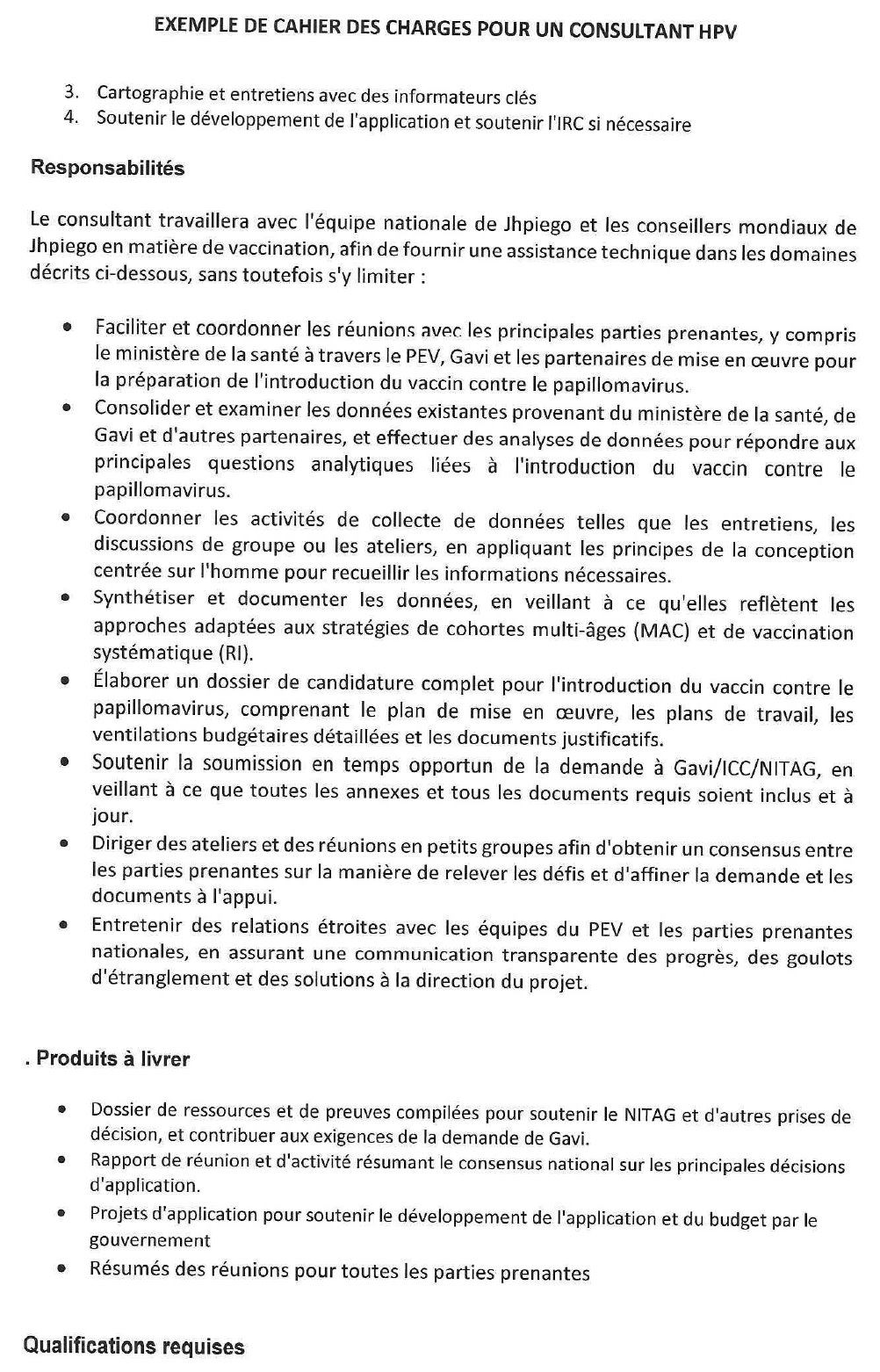 Avis de recrutement d'un Consultant pour appuyer la préparation d'une demande d'introduction du vaccin contre le papillomavirus dans le PEV en Guinée | Page 2