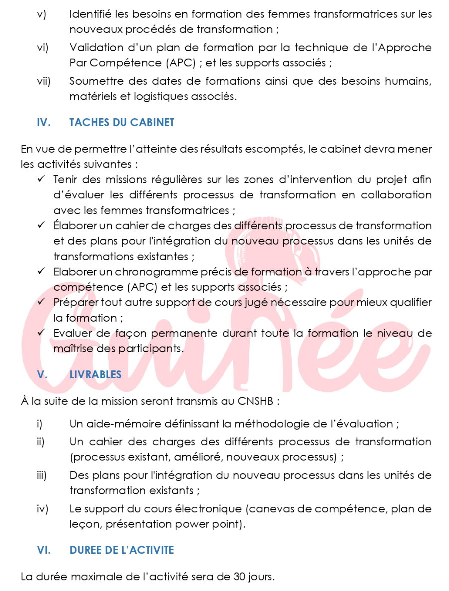 Termes de Référence pour Assistance technique en Recherche et Développement pour l’Amélioration des Différents Processus de Transformation Agro-alimentaire, aux Femmes Transformatrices dans le cadre du Projet APOCEB | Page 4