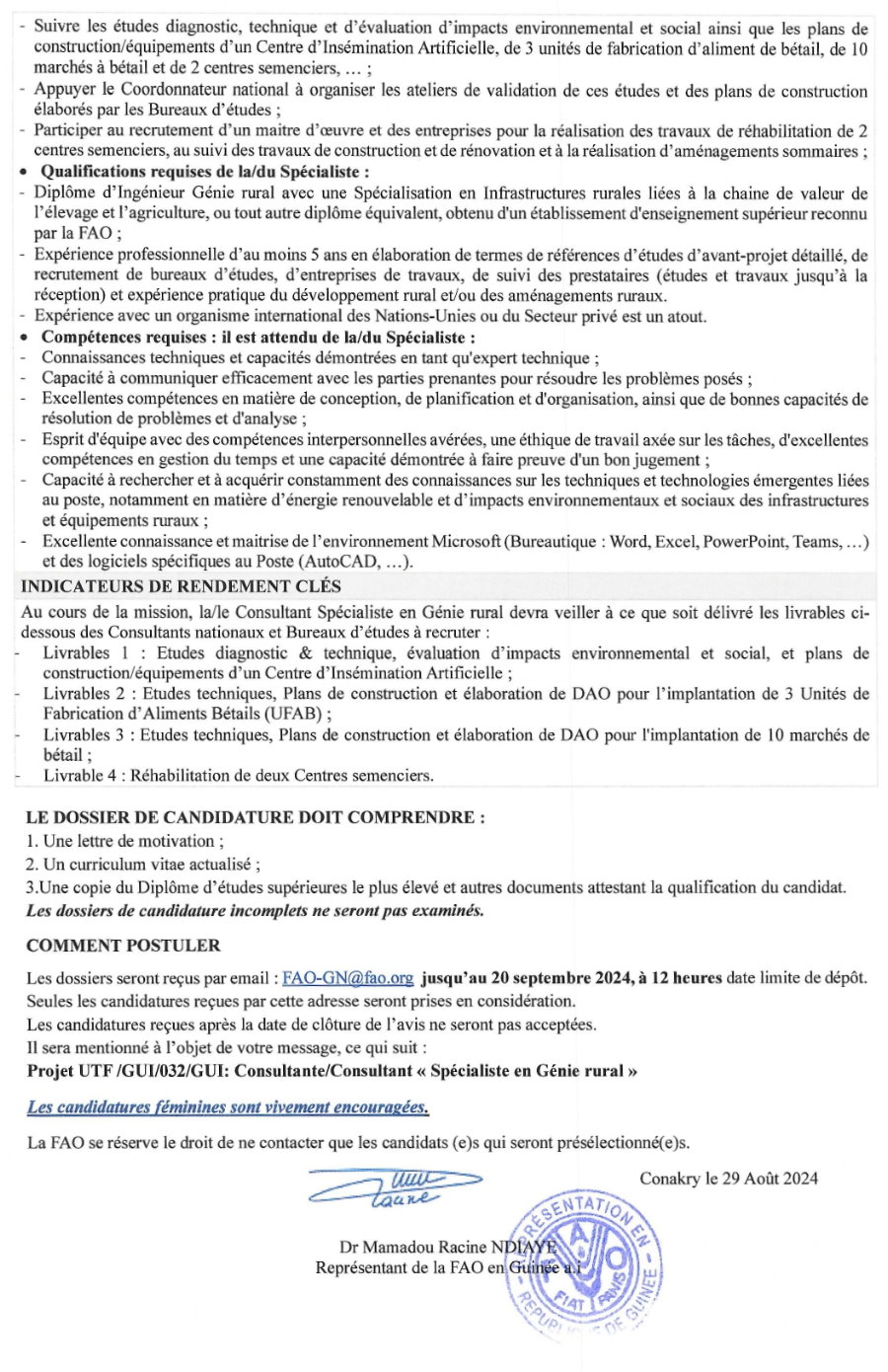 Termes de références pour le recrutement d'un Consultante/Consultant « Spécialiste en Génie rural » | Page 2