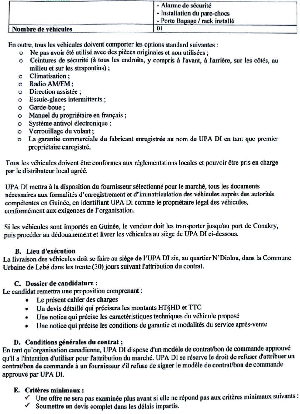 L'acquisition De Trois (3) Véhicules 4x4 Au Compte De UPA DI | Page 4