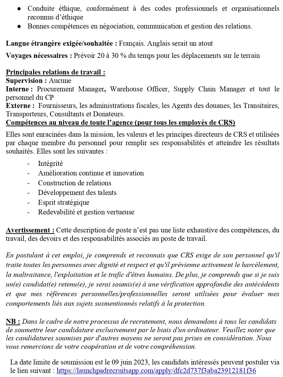 Recrutement D'un(e) Chargé(e) Des Achats/Procurement Officer | page 3