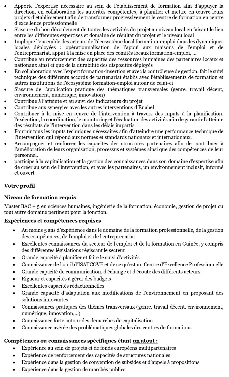Avis de recrutement d'un Expert Formation-Insertion en Appui aux Etablissements de Formation (h/f/x) – Guinée | Page 2