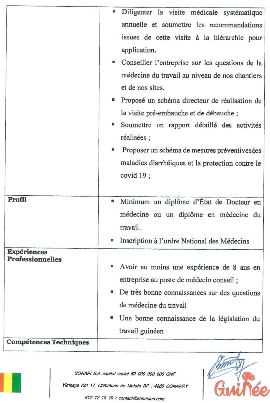 Avis de recrutement d'Un Médecin Conseil pour ses employés | Page 2