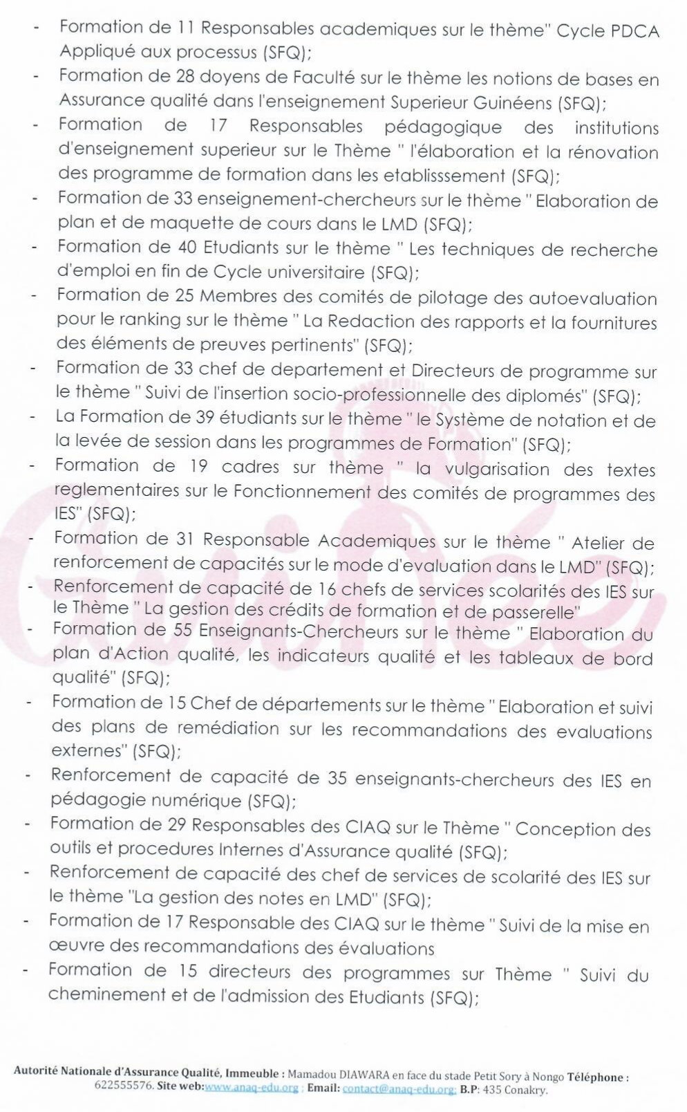 AVIS GENERAL DE PASSATION DES MARCHES PUBLICS : AUTORITE NATIONALE D'ASSURANCE QUALITE DANS L'ENSEIGNEMENT, LA FORMATION ET LA RECHERCHE (ANAQ) | Page 3