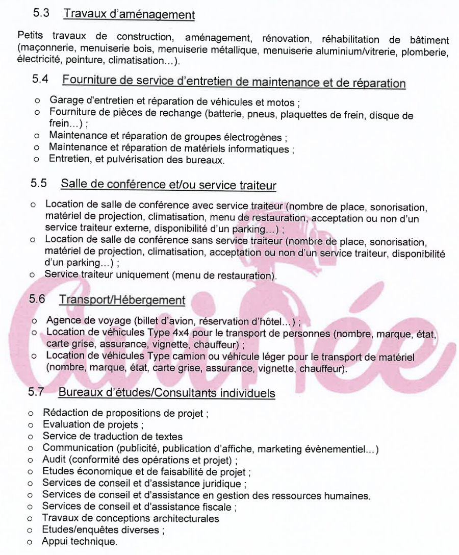 Avis a manifestation d'interet pour la constitution d'une base de donnees fournisseurs des biens et services | Page 4