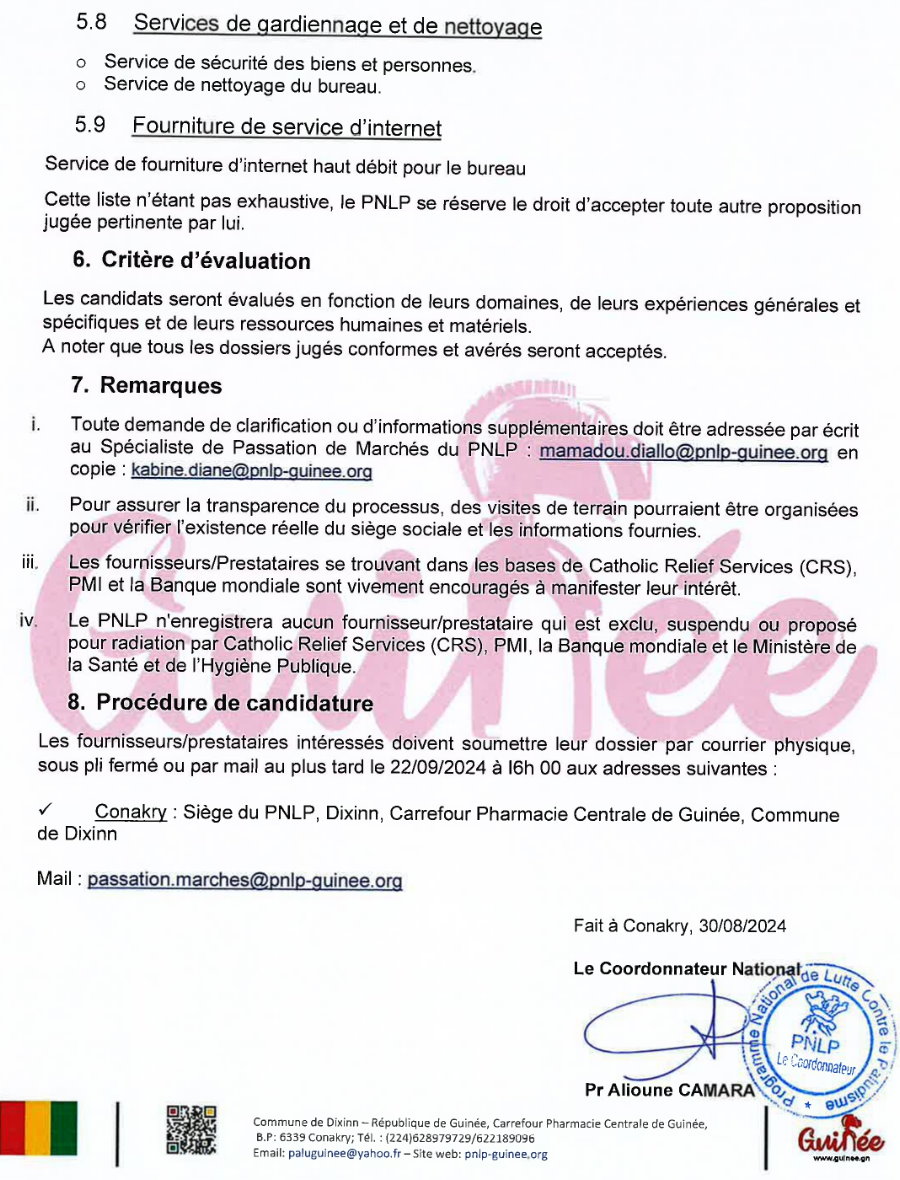 Avis a manifestation d'interet pour la constitution d'une base de donnees fournisseurs des biens et services | Page 5