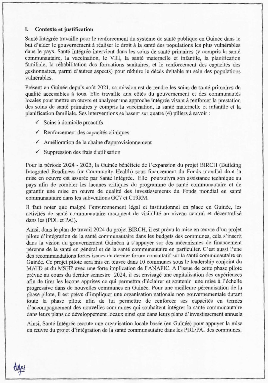 Recrutement D'une Organisation Nationale Non Gouvernementale pour appuyer la mise en œuvre du projet pilote d'intégration de la santé communautaire dans les budgets des communes en Guinée | Page 2