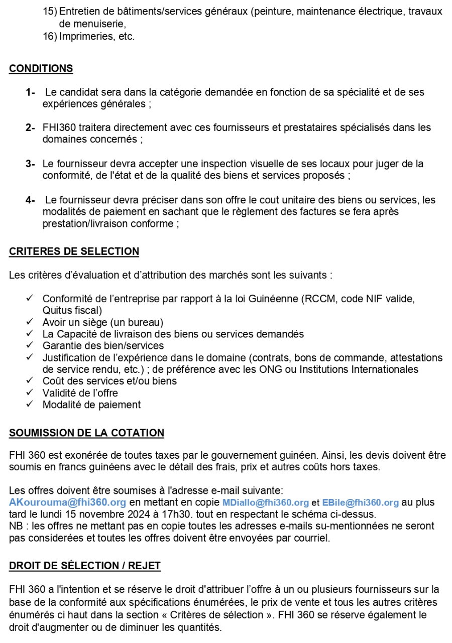 Recrutement D'un Recrutement De Fournisseurs / Prestataires | Page 2