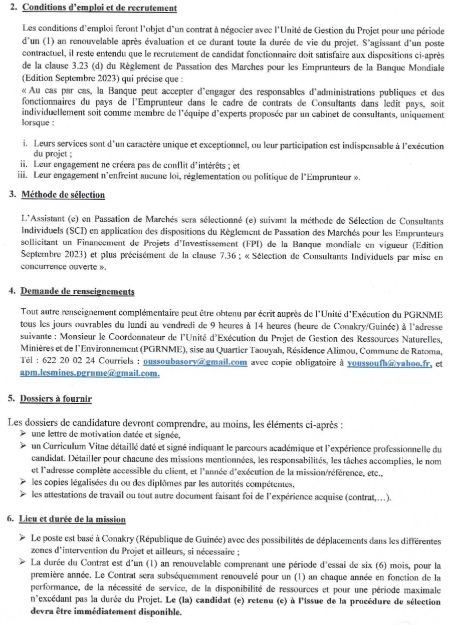 Sollicitation De Manifestations D’intérêt Pour Le Recrutement D’un Assistant(e) En Passation Des Marchés | Page 2