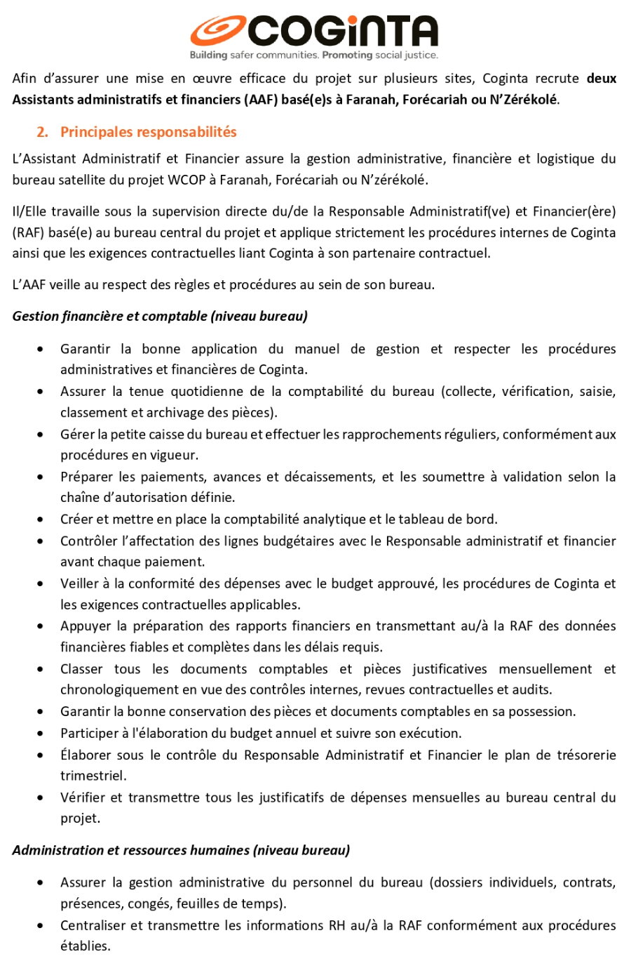 Recrutement De Deux Assistant Administratif et Financier | Page 2