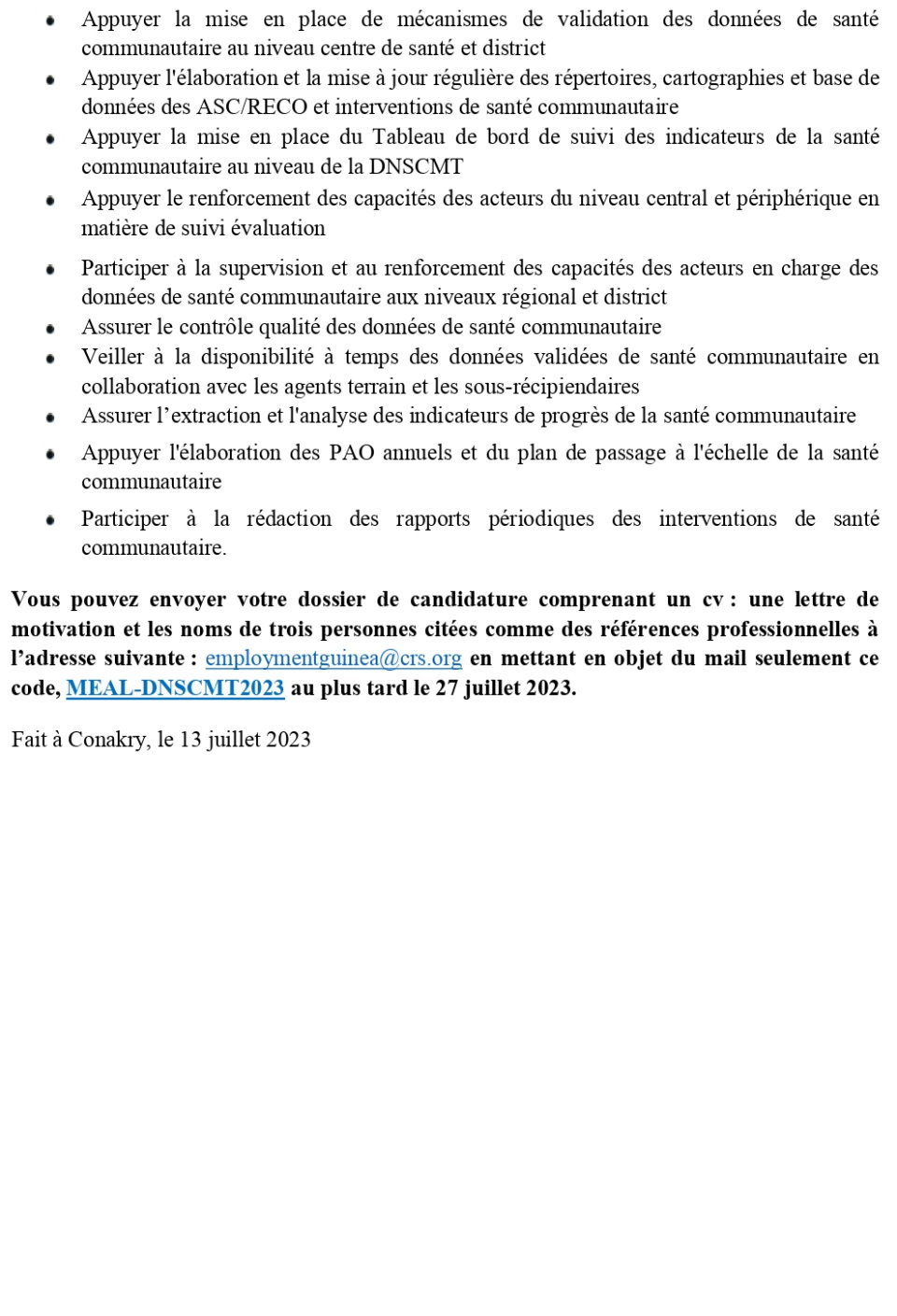Avis De Recrutement D'un(e) Charge(e) De Suivi Evaluation | page 4