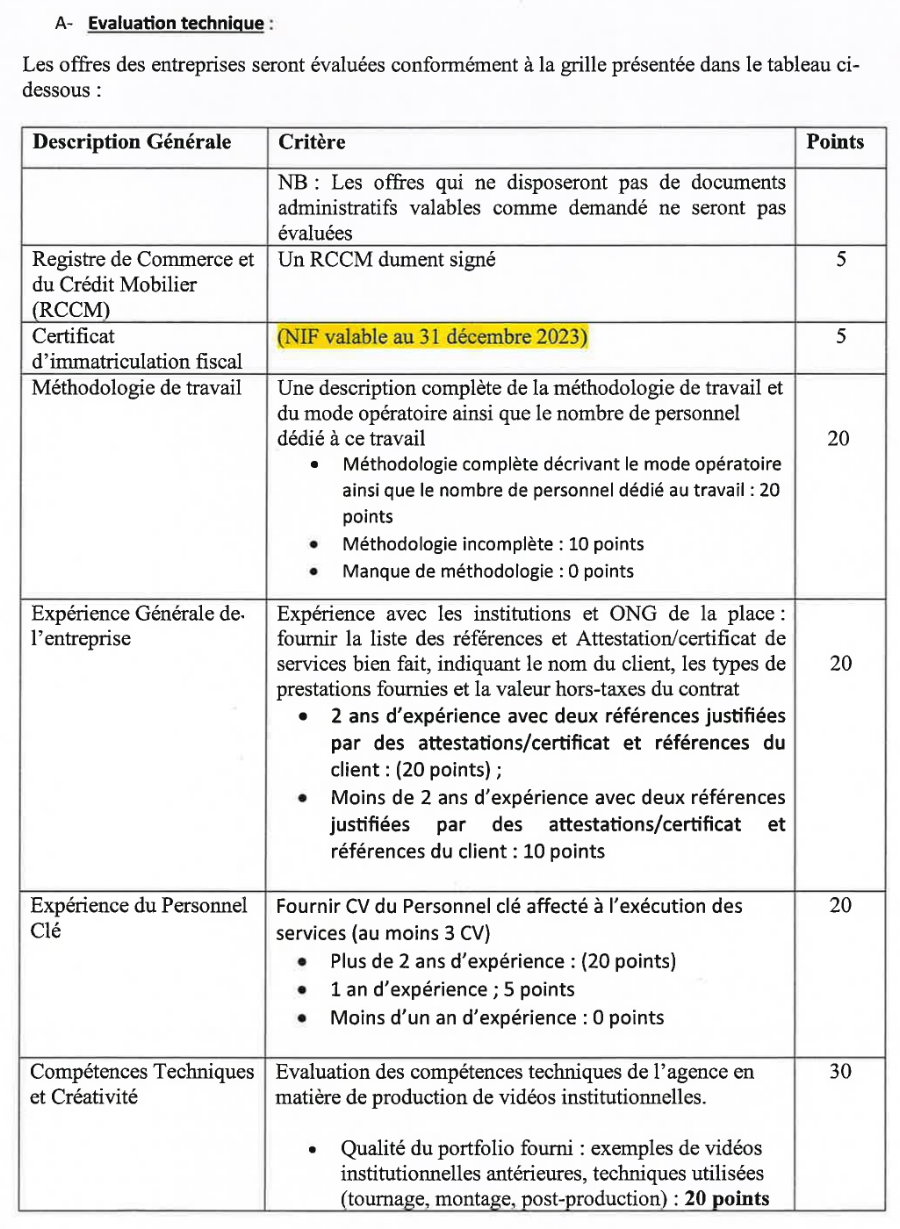 TERME DE REFERENCE POUR LA SELECTION D’UNE AGENCE DE COMMUNICATION POUR LA REALISATION CAPSULE VIDEO INSTITUTIONNELLE DE CRS GUINEE | Page 3