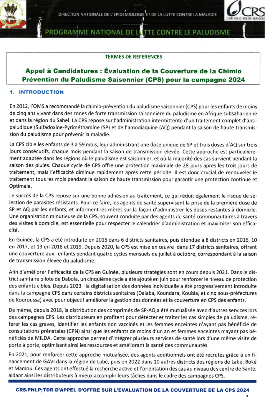 Avis De Recrutement d'un cabibet pour l'enquête sur la couverture de la CPS 2024 | Page 1