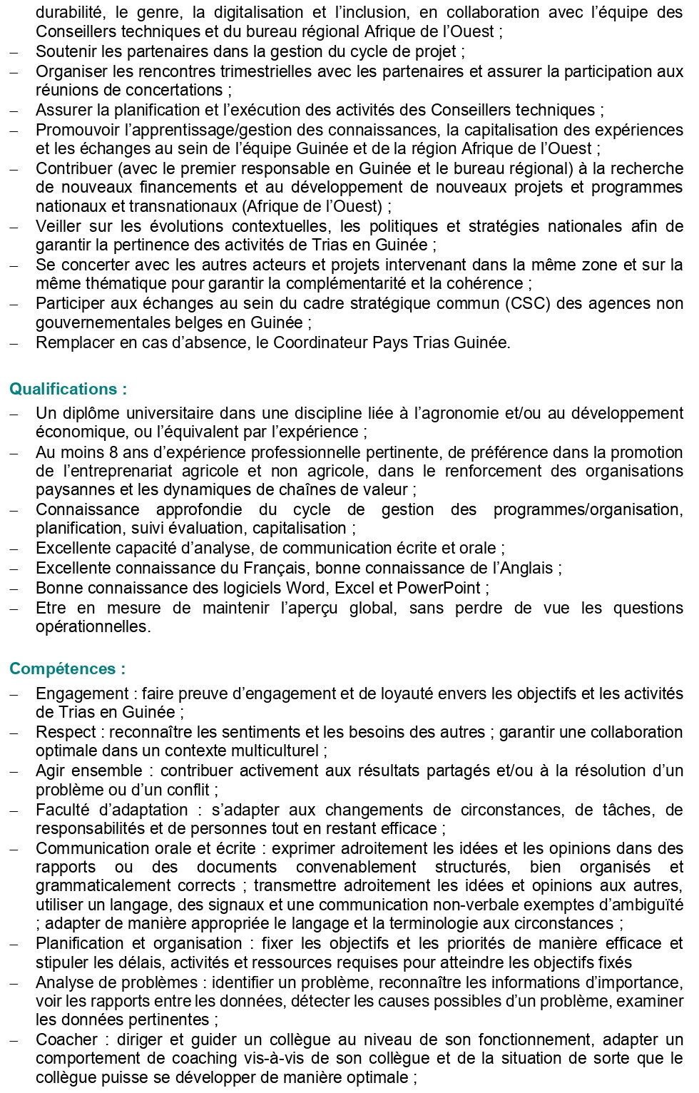 Avis de recrutement Chargé/e des Programmes Guinée | page 2