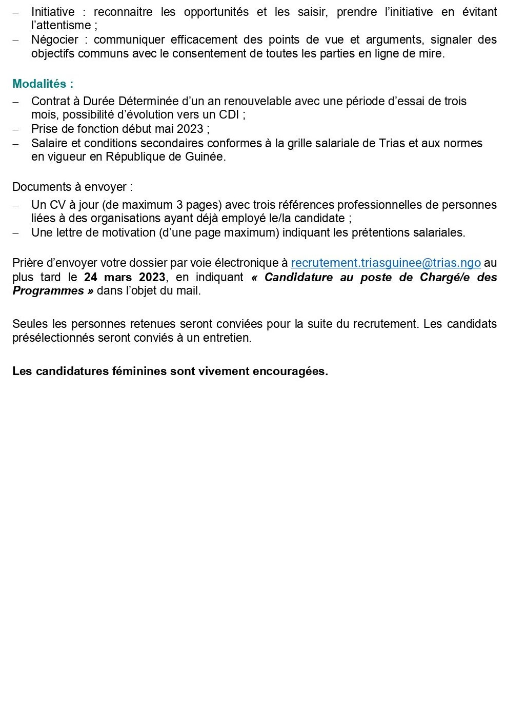 Avis de recrutement Chargé/e des Programmes Guinée | page 3