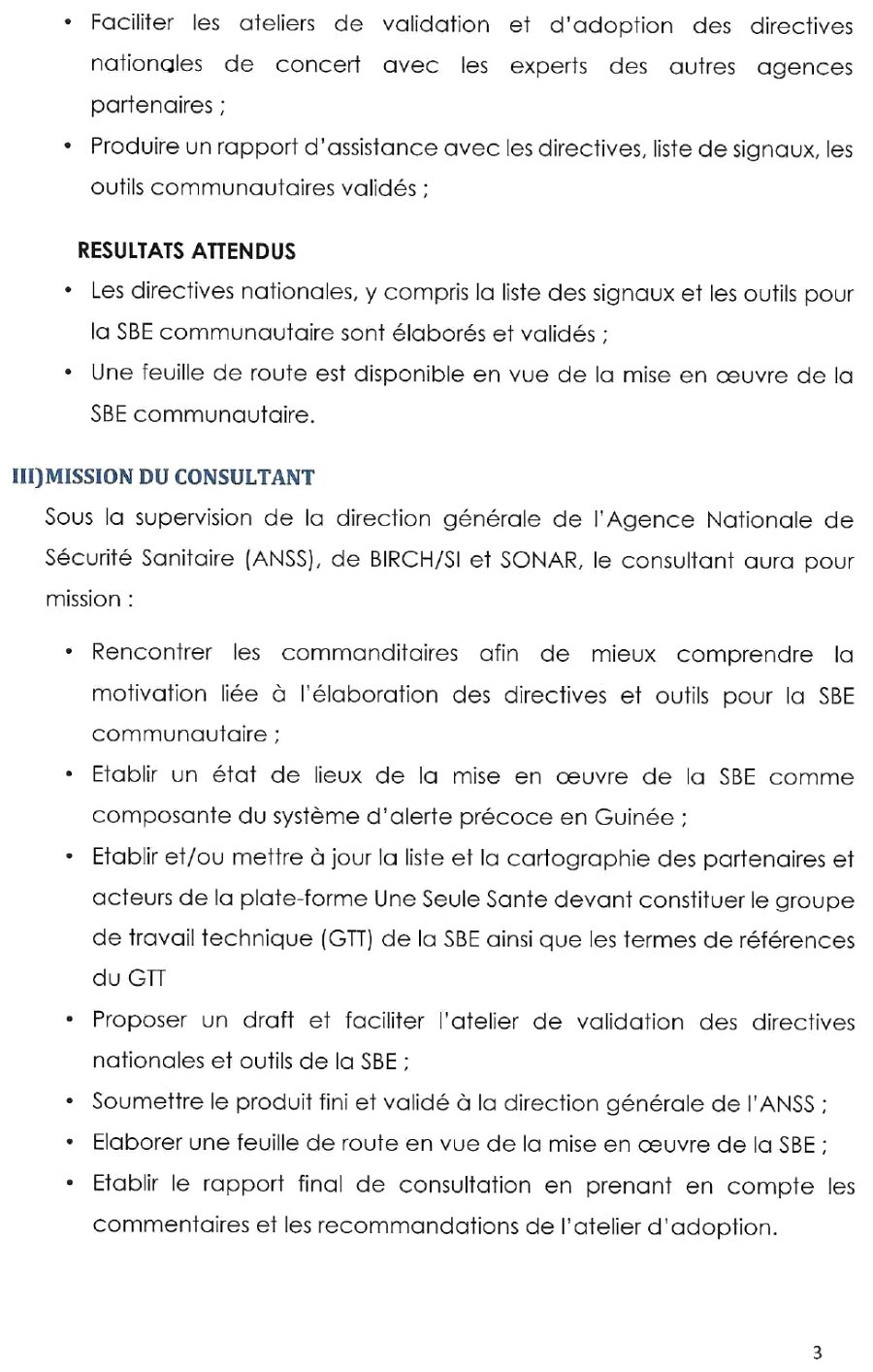 Termes De Références Du Recrutement D'un Consultant National Pour L'élaboration Des Directives Nationales, Incluant La Liste Des Signaux Et Des Outils | Page 4